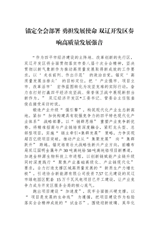 锚定全会部署+勇担发展使命+双辽开发区奏响高质量发展强音