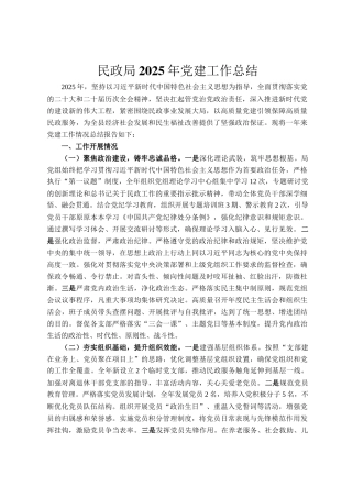 民政局2025年党建工作总结