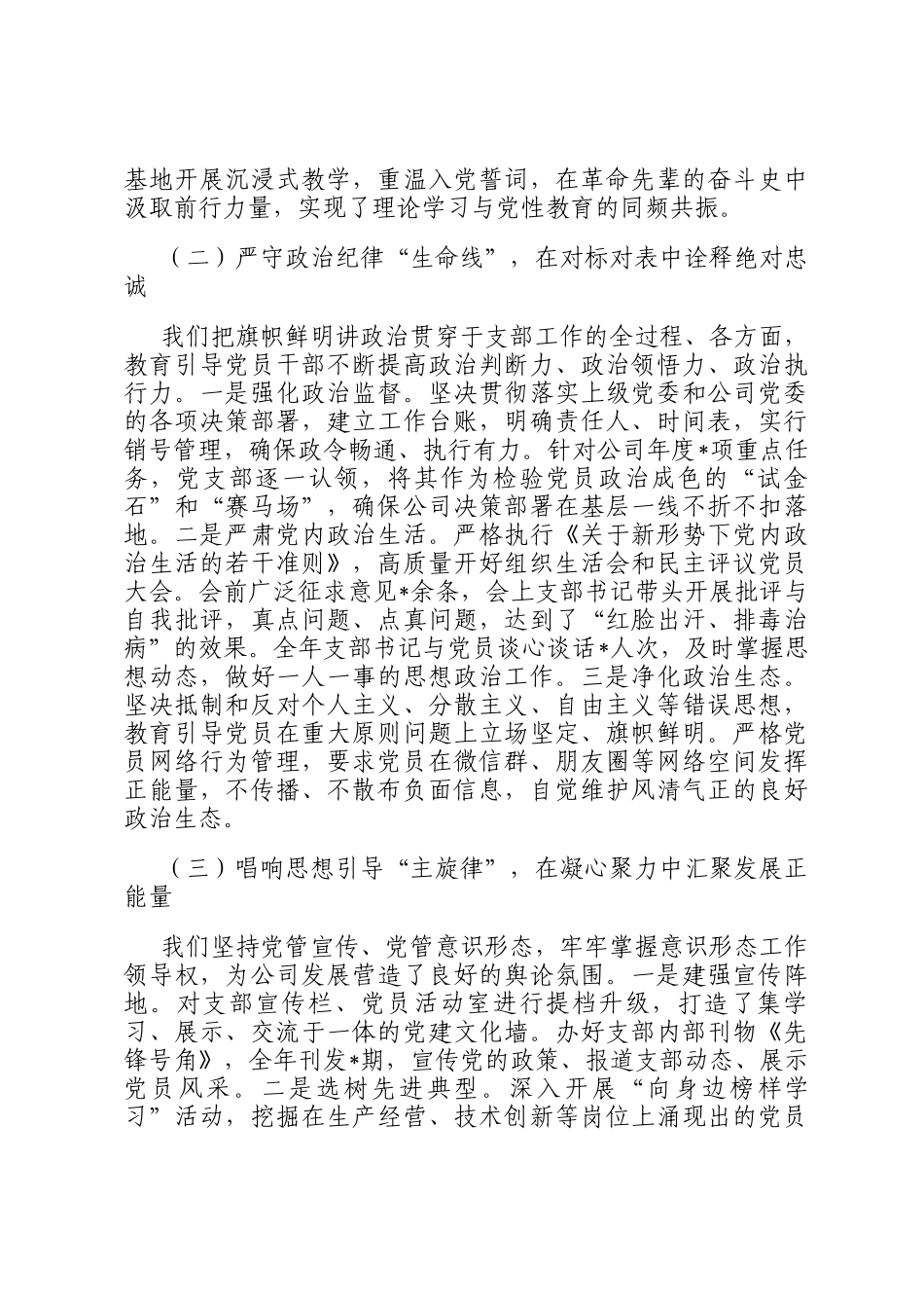 某公司党支部2025年度抓基层党建工作述职报告_第2页