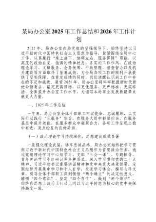 某局办公室2025年工作总结和2026年工作计划