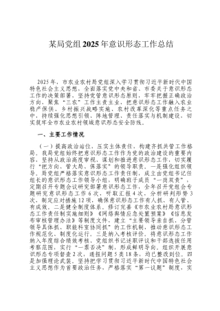 某局党组2025年意识形态工作总结