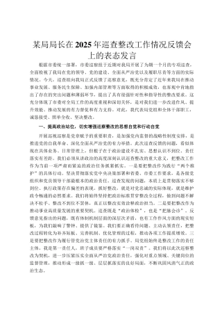 某局局长在2025年巡查整改工作情况反馈会上的表态发言
