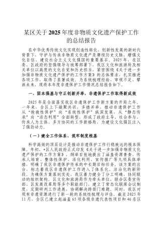 某区关于2025年度非物质文化遗产保护工作的总结报告