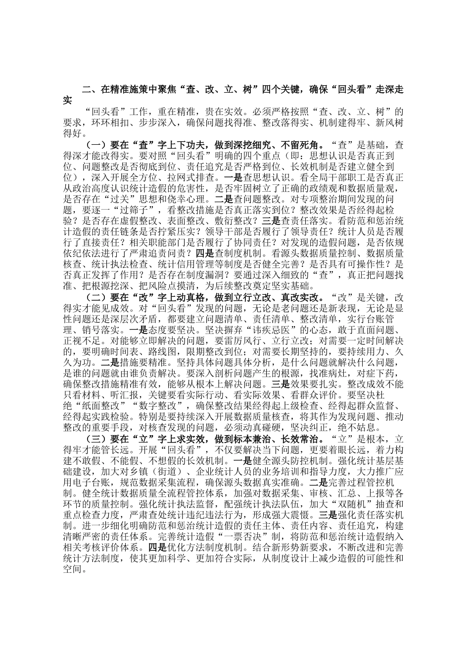 某县统计局党组书记、局长在统计造假专项整治回头看工作推进会上的讲话_第2页