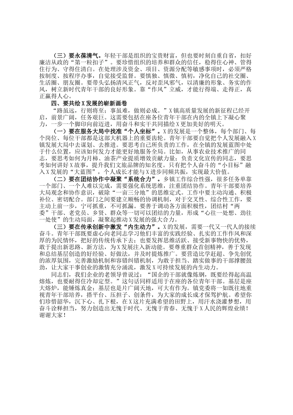 某镇党委书记在全镇青年干部座谈会上的讲话_第3页