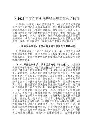 区2025年度党建引领基层治理工作总结报告