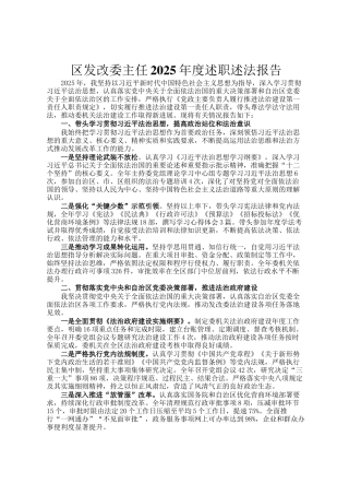 区发改委主任2025年度述职述法报告