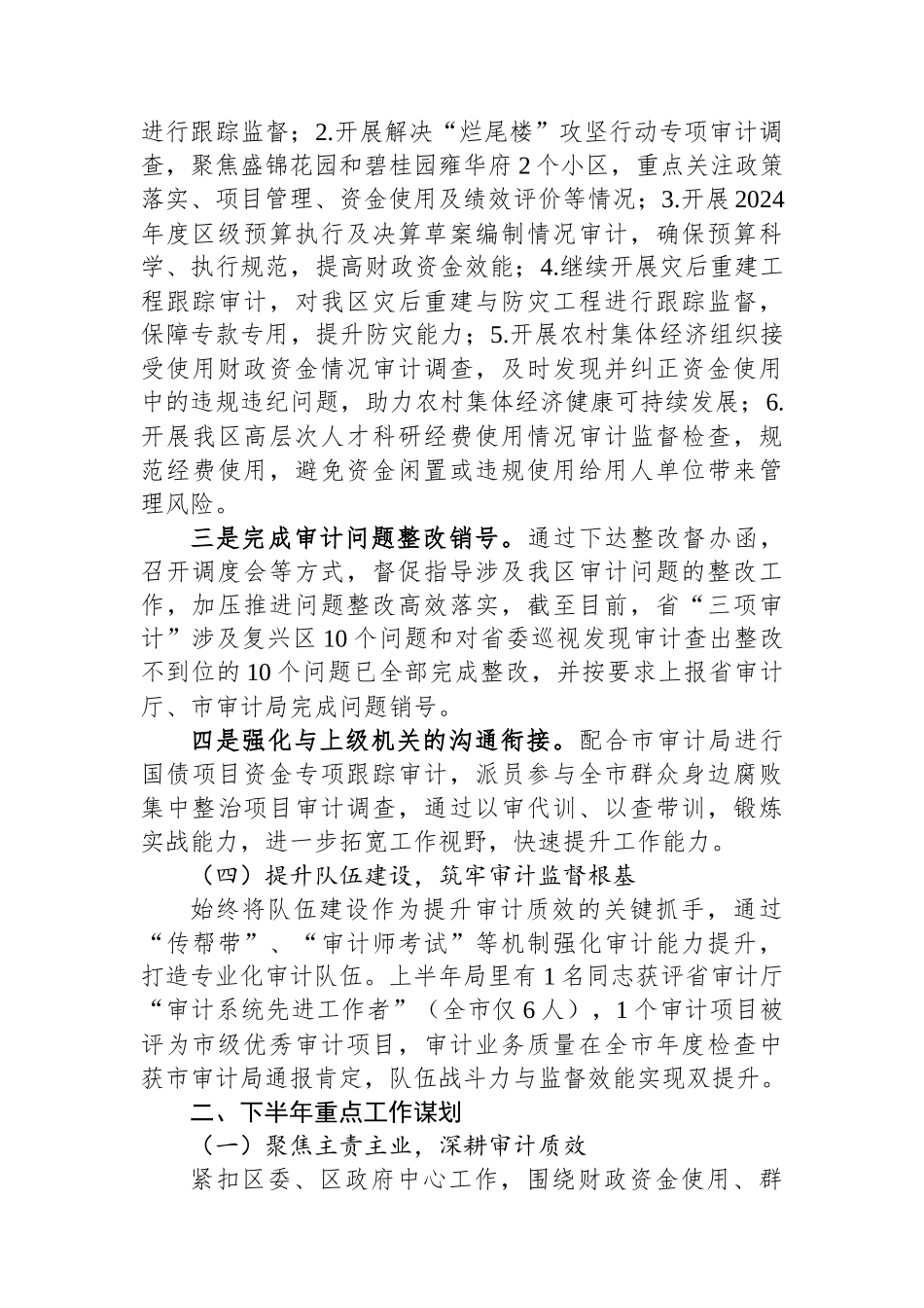 区审计局2025年上半年重点工作总结及下半年+重点工作谋划_第2页