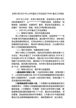 区审计局2025年上半年重点工作总结及下半年重点工作谋划