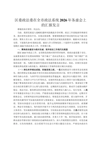 区委政法委在全市政法系统2026年务虚会上的汇报发言