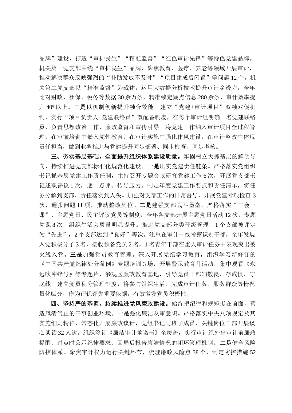 区县审计局党组书记2025年抓党建工作述职报告_第2页