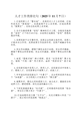 人才工作类排比句（2025年11月7日）
