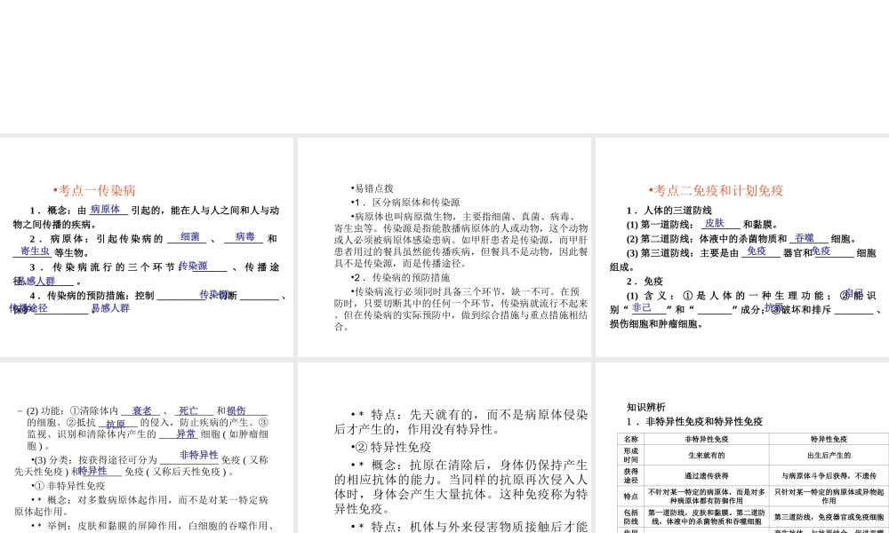 （青岛地区）中考生物会考总复习 主题八 健康的生活课件 新人教版-新人教级全册生物课件