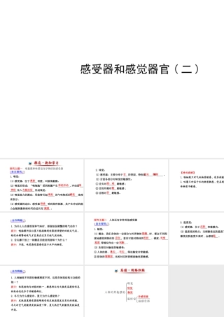 （金榜新学期）2014届七年级生物下册 感受器和感觉器官二（自主探究+合作释疑）名师课件 新人教版