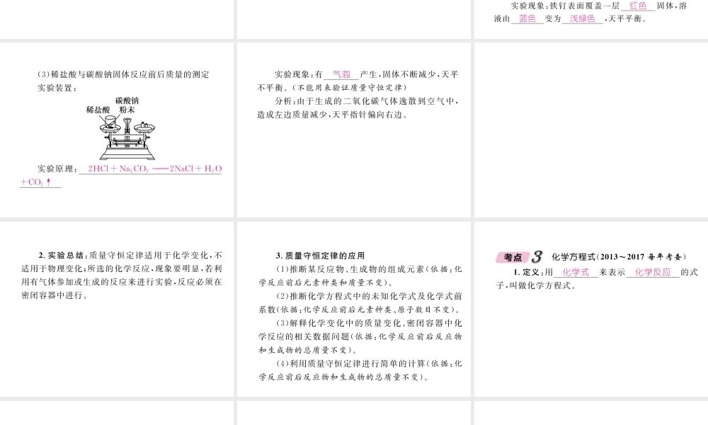 （青海专版）中考化学复习 第1编 教材知识梳理篇 第5单元 化学方程式中考考点清单（精讲）课件-人教版初中九年级全册化学课件