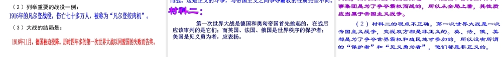 （陕西专版）春中考历史复习 第一次世界大战课件-人教版初中九年级全册历史课件