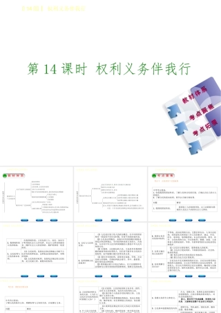 （鄂尔多斯专版）中考政治 八年级 第14课时 权利义务伴我行课件-人教版初中九年级全册政治课件