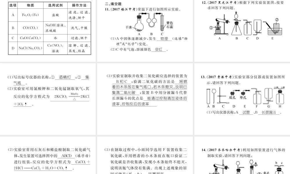 （青海专版）中考化学复习 第1编 教材知识梳理篇 第6单元 碳和碳的氧化物（精练）课件-人教版初中九年级全册化学课件