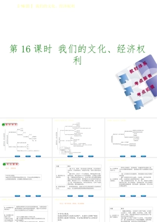 （鄂尔多斯专版）中考政治 八年级 第16课时 我们的文化、经济权利课件-人教版初中九年级全册政治课件