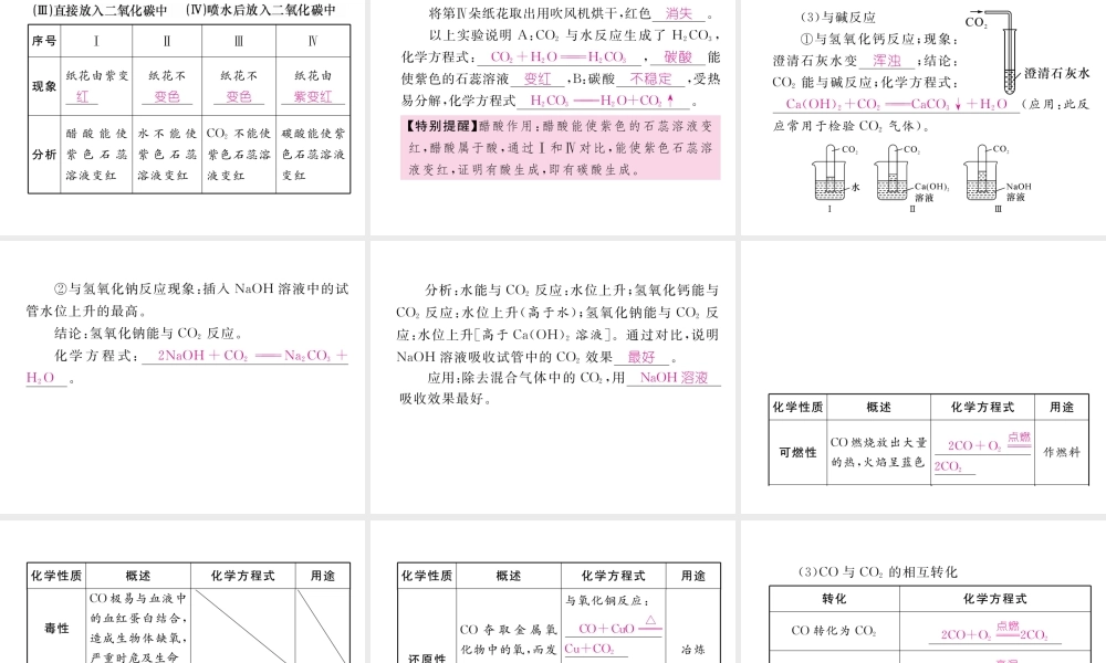 （青海专版）中考化学复习 第1编 教材知识梳理篇 第6单元 碳和碳的氧化物中考考点清单（精讲）课件-人教版初中九年级全册化学课件