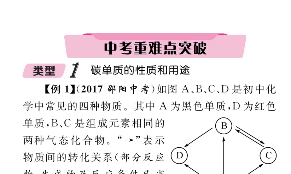 （青海专版）中考化学复习 第1编 教材知识梳理篇 第6单元 碳和碳的氧化物中考重难点突破（精讲）课件-人教版初中九年级全册化学课件