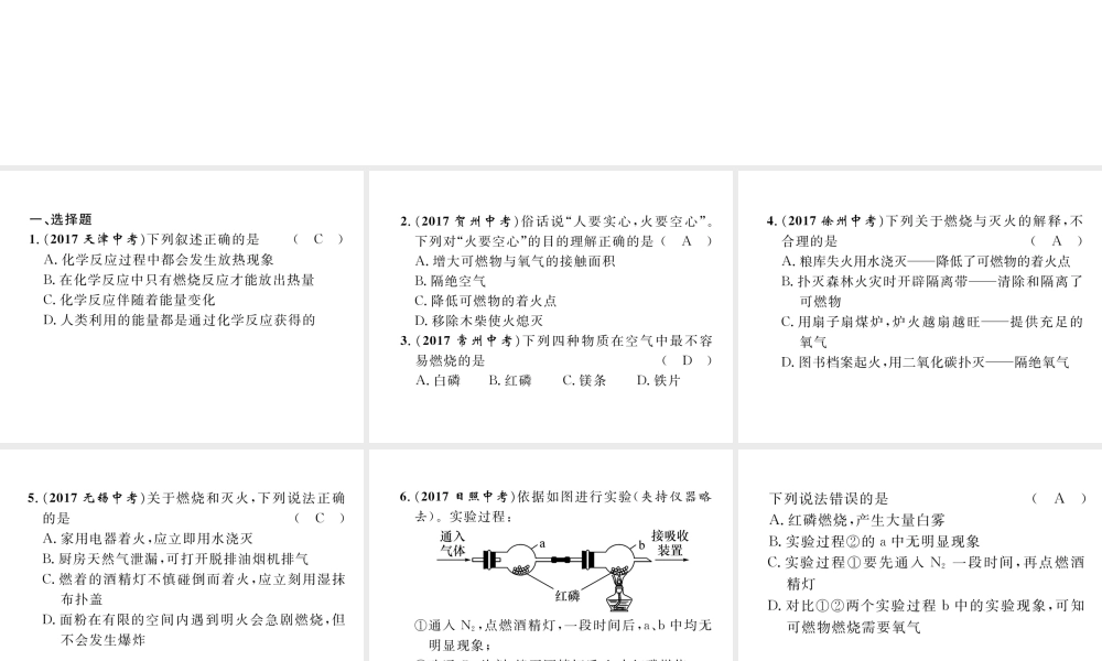 （青海专版）中考化学复习 第1编 教材知识梳理篇 第7单元 燃料及其利用（精练）课件-人教版初中九年级全册化学课件