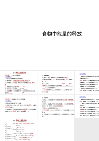 （金榜新学期）2014届七年级生物下册 食物中能量的释放（自主探究+合作释疑）名师课件 新人教版