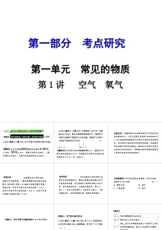 （重庆专版）中考化学 第一部分 考点研究 第1讲 空气 氧气课件-人教版初中九年级全册化学课件