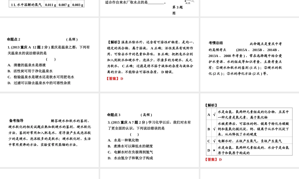 （重庆专版）中考化学 第一部分 考点研究 第2讲 水 氢气课件-人教版初中九年级全册化学课件