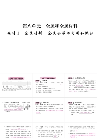 （青海专版）中考化学复习 第1编 教材知识梳理篇 第8单元 金属和金属材料 课时1 金属材料 金属资源的利用和保护五年中考真题演练（精讲）课件-人教版初中九年级全册化学课件