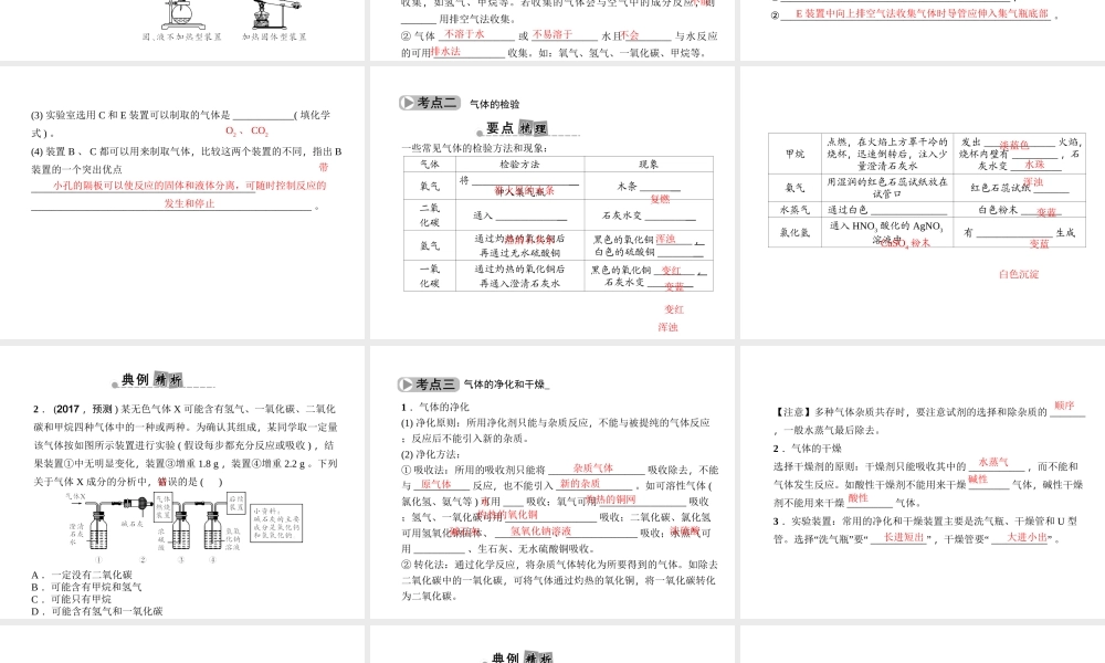 （金华地区）中考科学总复习 满分策略 第35讲 气体检验除杂专题课件-人教版初中九年级全册自然科学课件