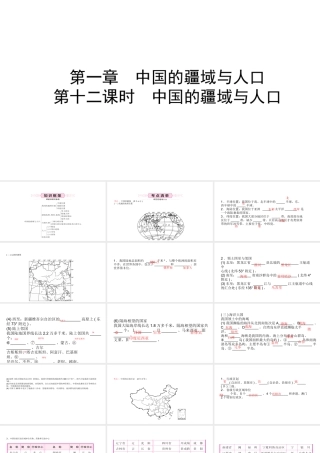 （青岛专版）中考地理总复习 八上 第一章 中国的疆域与人口教材知识梳理课件-人教版初中九年级全册地理课件