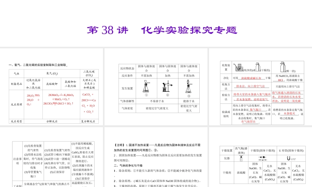（金华地区）中考科学总复习 满分策略 第38讲 化学实验探究专题课件-人教版初中九年级全册自然科学课件
