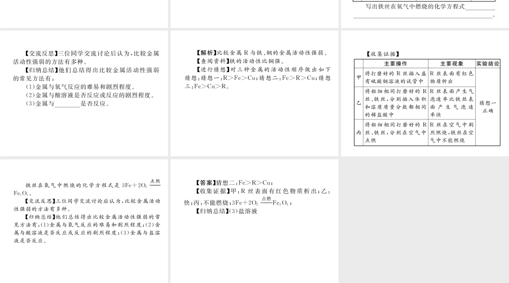 （青海专版）中考化学复习 第1编 教材知识梳理篇 第8单元 金属和金属材料 课时2 金属的化学性质中考实验突破（精讲）课件-人教版初中九年级全册化学课件