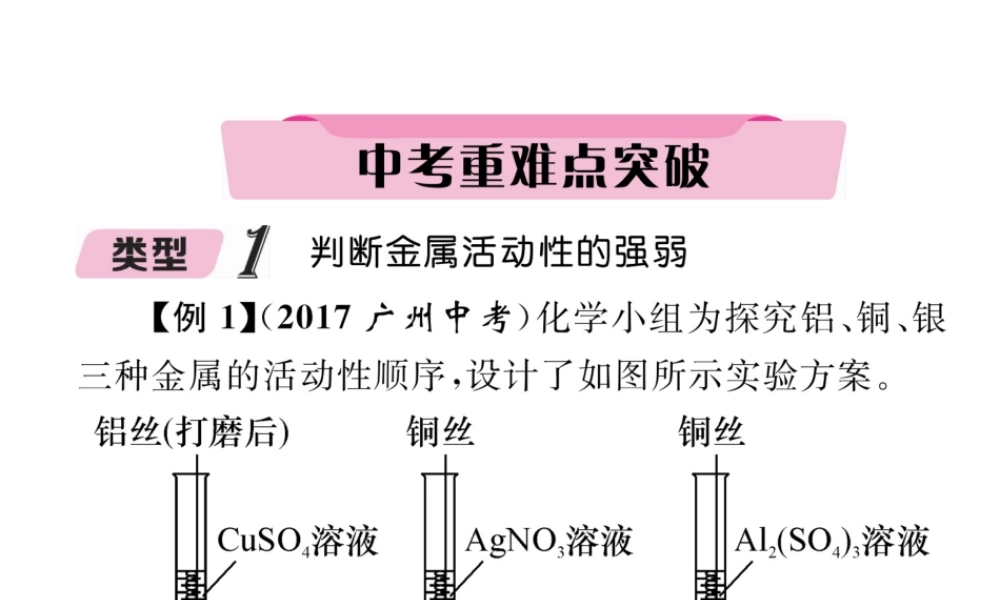 （青海专版）中考化学复习 第1编 教材知识梳理篇 第8单元 金属和金属材料 课时2 金属的化学性质中考重难点突破（精讲）课件-人教版初中九年级全册化学课件