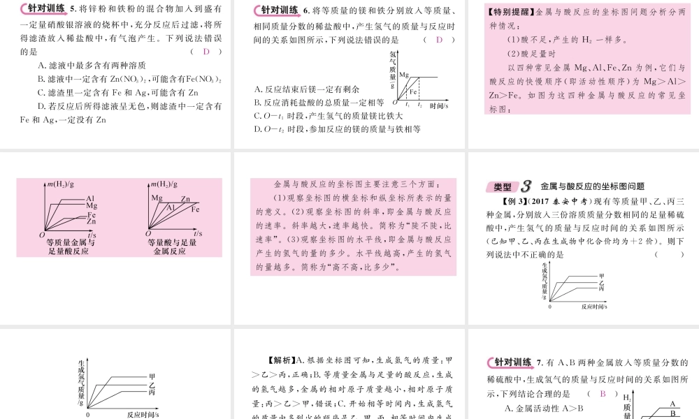 （青海专版）中考化学复习 第1编 教材知识梳理篇 第8单元 金属和金属材料 课时2 金属的化学性质中考重难点突破（精讲）课件-人教版初中九年级全册化学课件
