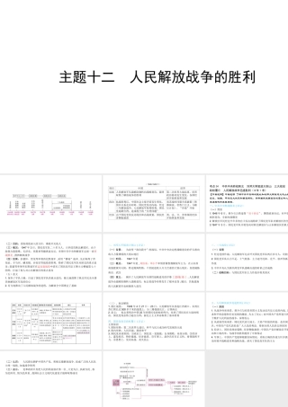 （陕西专用）2019版中考历史一练通 第一部分 教材知识梳理 版块二 中国近代史 主题十二 人民解放战争的胜利教学课件-人教版初中九年级全册历史课件