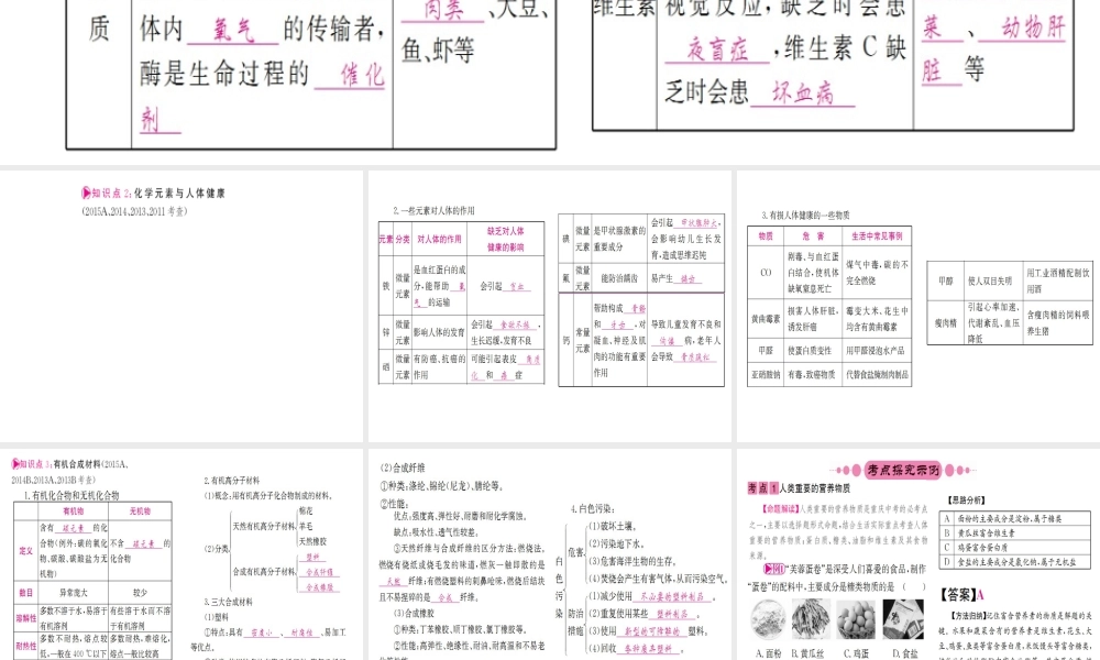 （重庆专版）中考化学 第一篇 考点系统复习 第十二单元 化学与生活课件-人教版初中九年级全册化学课件
