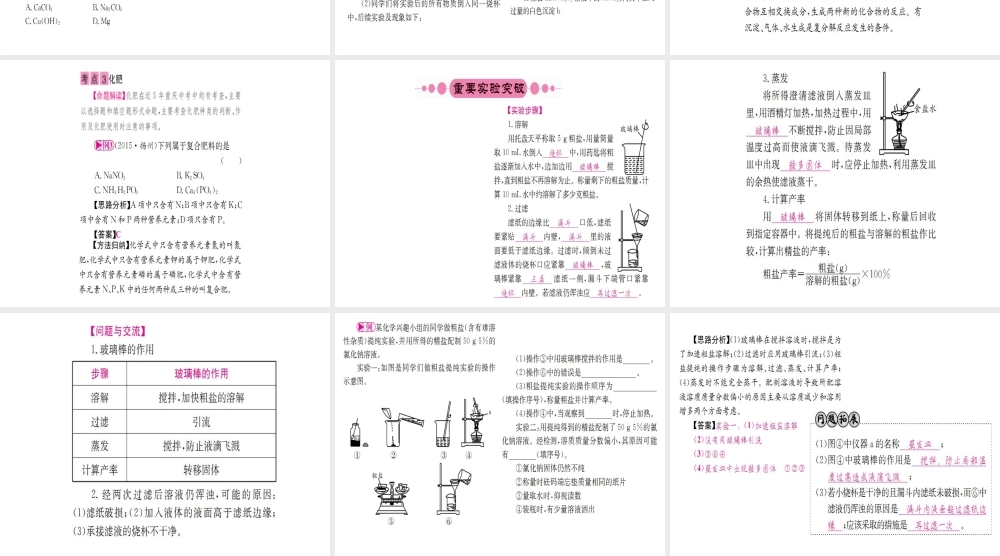 （重庆专版）中考化学 第一篇 考点系统复习 第十一单元 盐 化肥课件-人教版初中九年级全册化学课件