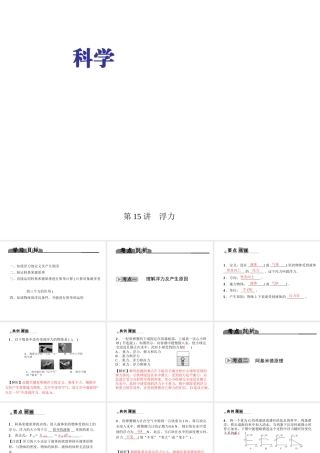 （金华地区）中考科学总复习 满分策略 第二部分 物理部分 第15讲 浮力课件-人教版初中九年级全册自然科学课件