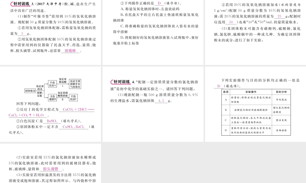 （青海专版）中考化学复习 第1编 教材知识梳理篇 第9单元 溶液中考实验突破（精讲）课件-人教版初中九年级全册化学课件