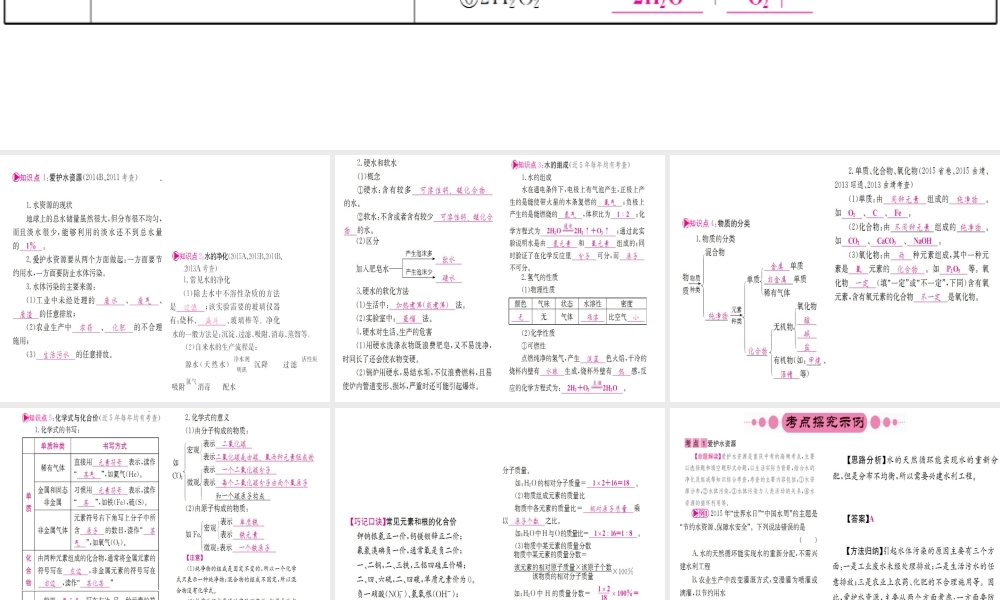 （重庆专版）中考化学 第一篇 考点系统复习 第四单元 自然界的水课件-人教版初中九年级全册化学课件