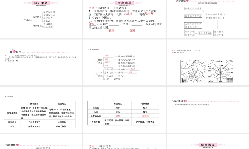 （青岛专版）中考地理总复习 七下 第七章 了解地区 第九课时教材知识梳理课件-人教版初中九年级全册地理课件