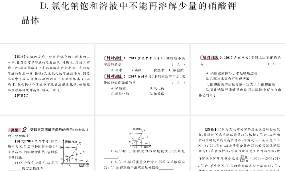 （青海专版）中考化学复习 第1编 教材知识梳理篇 第9单元 溶液中考重难点突破（精讲）课件-人教版初中九年级全册化学课件