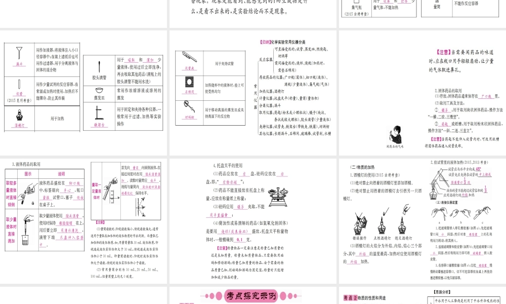 （重庆专版）中考化学 第一篇 考点系统复习 第一单元 走进化学世界课件-人教版初中九年级全册化学课件