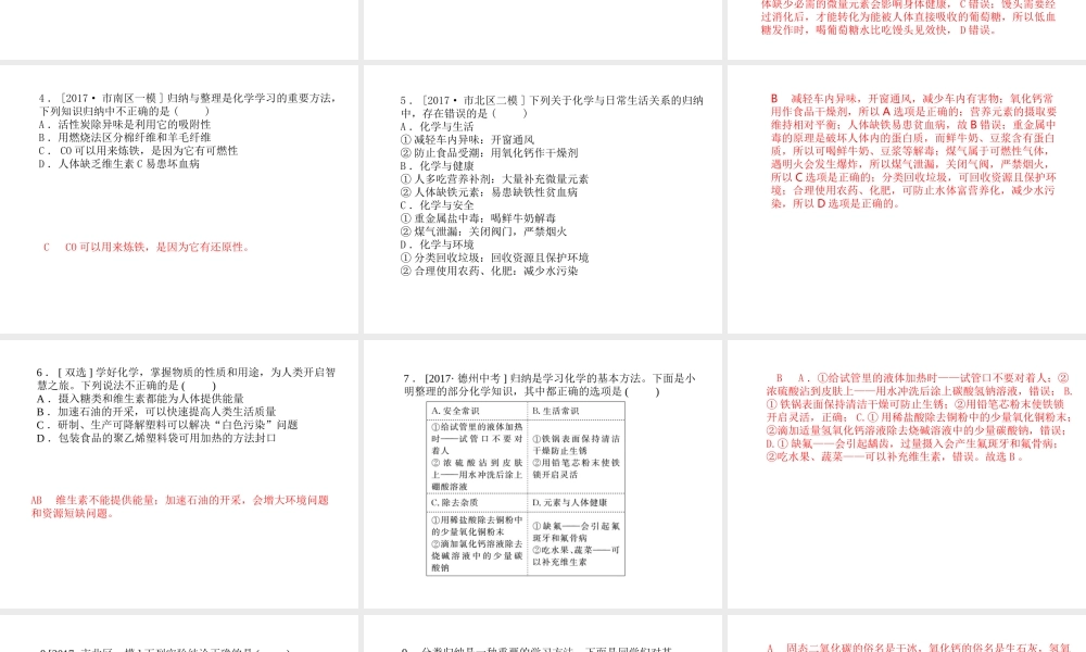 （青岛专版）中考化学总复习 第二部分 专题复习 高分保障 专题1 单双项选择题课件 鲁教版-鲁教版初中九年级全册化学课件