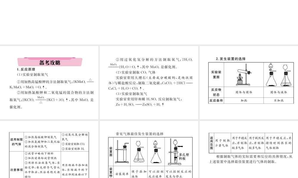 （青海专版）中考化学复习 第2编 重点题型突破篇 专题1 常见气体的制取（精讲）课件-人教版初中九年级全册化学课件