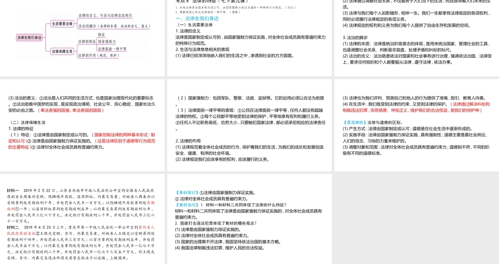 （陕西专用）版中考道德与法治一练通 第一部分 教材知识梳理 领域一 成长中的我 主题二 心中有法 课时4 法律在我们身边教学课件-人教版初中九年级全册政治课件