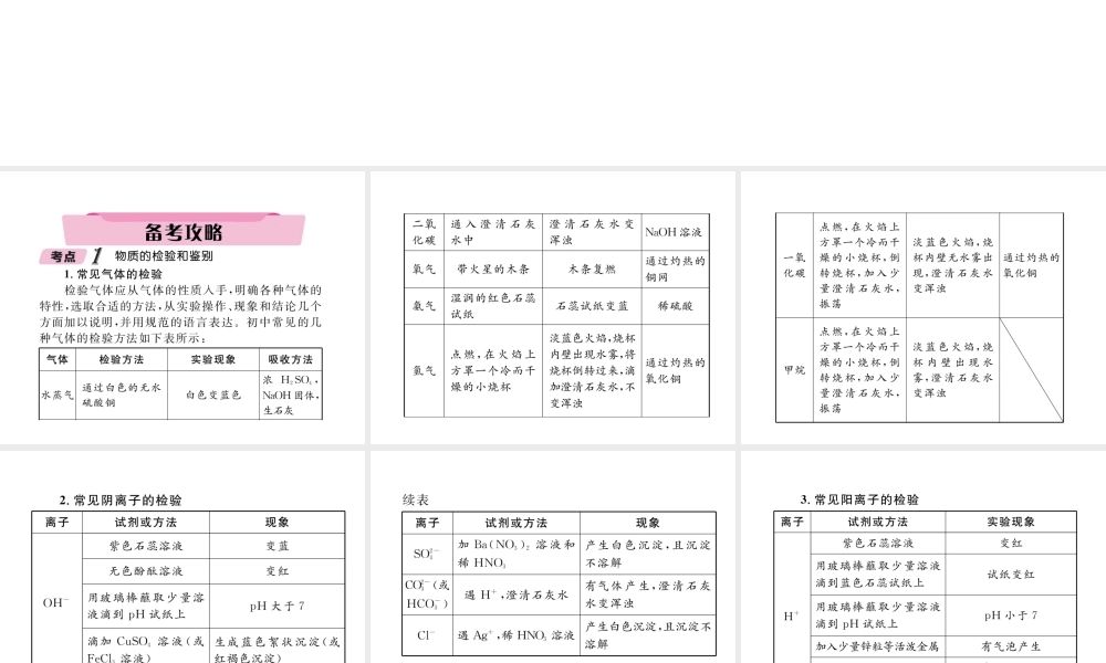 （青海专版）中考化学复习 第2编 重点题型突破篇 专题2 物质的检验、鉴别、除杂和共存（精讲）课件-人教版初中九年级全册化学课件