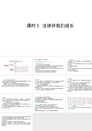 （陕西专用）版中考道德与法治一练通 第一部分 教材知识梳理 领域一 成长中的我 主题二 心中有法 课时5 法律伴我们成长教学课件-人教版初中九年级全册政治课件